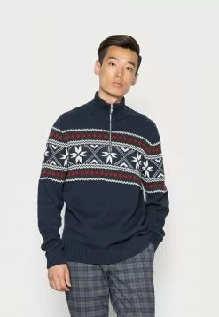 Selected Homme SLHFLAKE HALF ZIP - Pullover - Sky Captain Multicolor