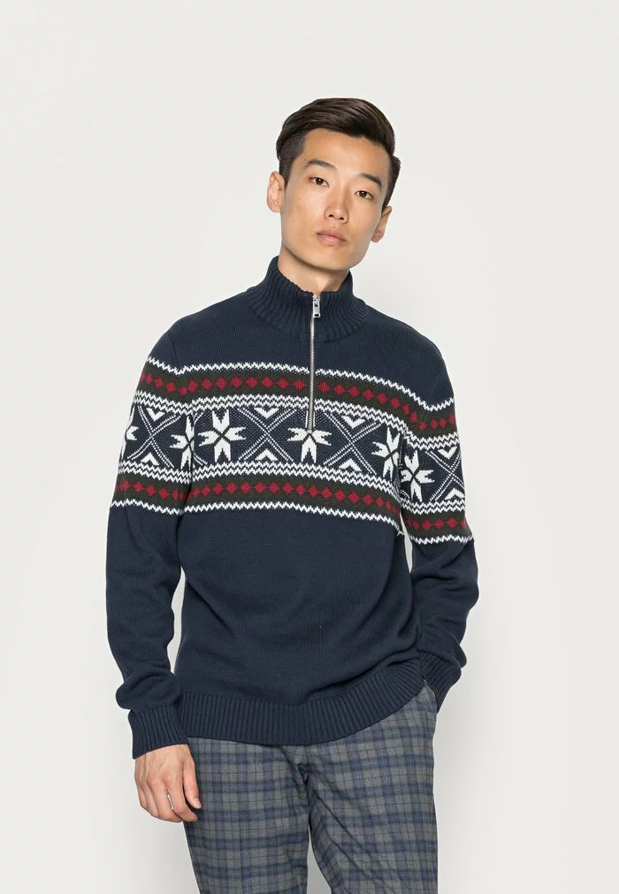 Selected Homme SLHFLAKE HALF ZIP - Pullover - Sky Captain Multicolor 1 Selected Homme SLHFLAKE HALF ZIP - Pullover - Sky Captain Multicolor