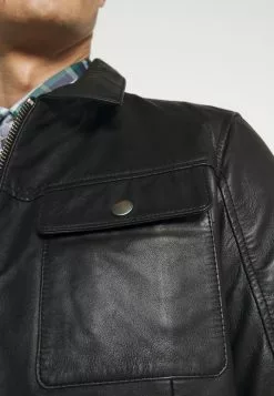 Selected Homme SLHICONIC BLOUSON - Veste En Cuir - Black -Selected Homme Soldes Boutique a8eb23063fa74931b471dd75c079e317