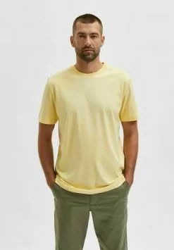Selected Homme SLHNORMAN SS O-NECK S NOOS - T-shirt Basique - Sunlight