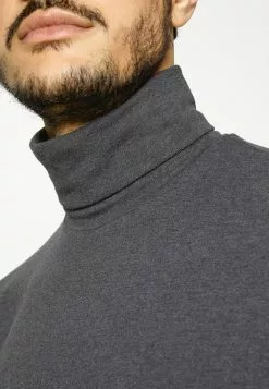 Selected Homme SLHRORY ROLL NECK TEE - T-shirt à Manches Longues - Dark Grey Melange -Selected Homme Soldes Boutique ab81b12ed29140ecad3736613547ce85