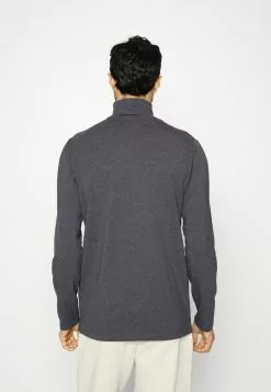 Selected Homme SLHRORY ROLL NECK TEE - T-shirt à Manches Longues - Dark Grey Melange -Selected Homme Soldes Boutique ad904567222e40cd8e421cb398300c6b