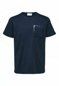 Selected Homme INTERLOCK - T-shirt Imprimé - Navy Blazer -Selected Homme Soldes Boutique b1ae3f17544f40139c616be0ead8a46f