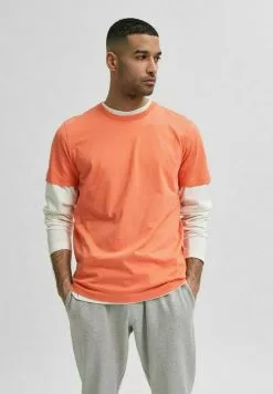 Selected Homme SLHNORMAN O NECK TEE - T-shirt Basique - Coral Quartz