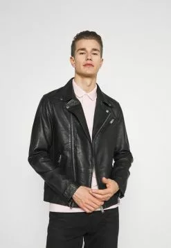 Selected Homme SLHICONIC BIKER - Veste En Cuir - Black