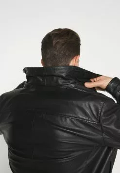 Selected Homme SLHICONIC BLOUSON - Veste En Cuir - Black -Selected Homme Soldes Boutique b9f7f4e579284a4796a0f54d78288967