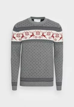 Selected Homme SLHNEWDEER CREW NECK - Pullover - Medium Grey Melange -Selected Homme Soldes Boutique c007b3e744e44ec8a1f361046efcf60f