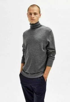 Selected Homme ROLLKRAGEN - Pullover - Dark Grey Melange