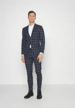 Selected Homme SLHMYLOLOGAN WINDOW CHECK - Costume - Navy Blazer/white