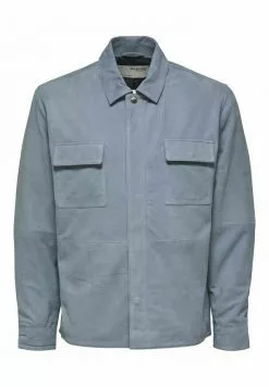 Selected Homme SHACKET - Veste En Cuir - Blue Fog -Selected Homme Soldes Boutique c6bd854273b4416eaa322411f62dc7d2