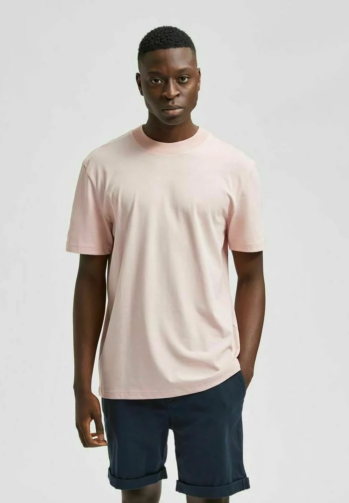 Selected Homme STEHKRAGEN RELAXED FIT - T-shirt Basique - Silver Pink 1 Selected Homme STEHKRAGEN RELAXED FIT - T-shirt Basique - Silver Pink