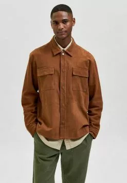 Selected Homme SHACKET - Veste En Cuir - Friar Brown