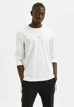Selected Homme T-shirt à Manches Longues - Bright White