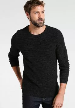 Selected Homme SHXNEWVINCEBUBBLE CREW NECK - Pullover - Anthracite/twisted Black