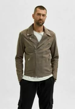Selected Homme ICONIC - Veste En Cuir - Morel
