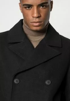 Selected Homme SLHWALES PEACOAT - Manteau Court - Black -Selected Homme Soldes Boutique d9ed751ec19b4eb383346490b29e0773