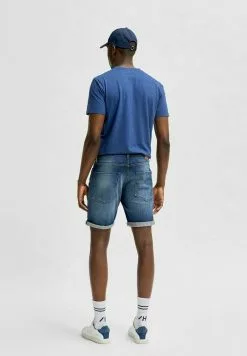 Selected Homme BIO-BAUMWOLL - Short En Jean - Dark Blue Denim -Selected Homme Soldes Boutique d9fa8f827e074a9f933cc77b9e35fc7e
