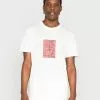 Selected Homme RELAXROB O-NECK TEE CAMP - T-shirt Imprimé - White Alyssum Pink Print