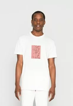 Selected Homme RELAXROB O-NECK TEE CAMP - T-shirt Imprimé - White Alyssum Pink Print