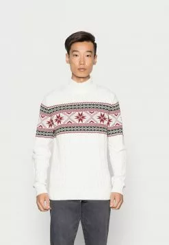 Selected Homme SLHFLAKE CABLE HIGH NECK - Pullover - Egret