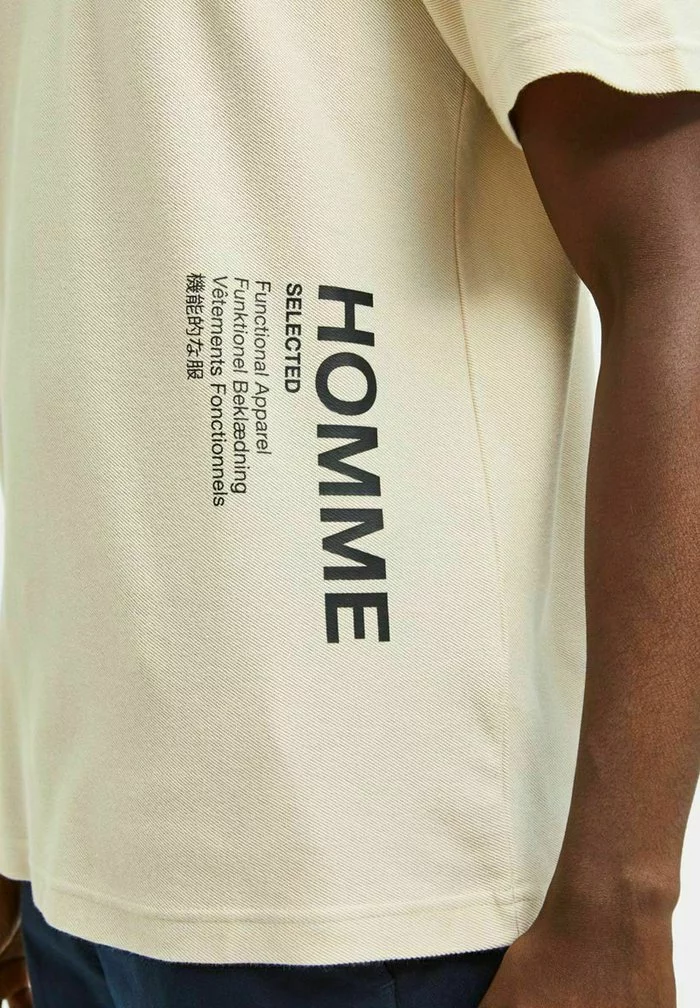Selected Homme T-shirt Imprimé - Oatmeal 5 Selected Homme T-shirt Imprimé - Oatmeal – Image 5