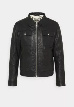 Selected Homme SLHICONIC BLOUSON - Veste En Cuir - Black -Selected Homme Soldes Boutique e9e326f802d543868a948b1f6990879c
