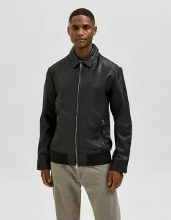 Selected Homme FARBIGE - Veste En Cuir - Black