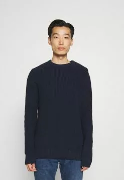 Selected Homme SLHIRVEN BUTTON CREW - Pullover - Navy Blazer