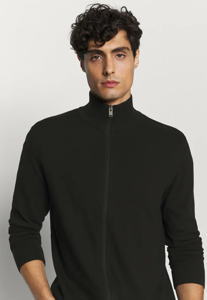 Selected Homme SLHBERG FULL ZIP CARDIGAN - Gilet - Black 4 Selected Homme SLHBERG FULL ZIP CARDIGAN - Gilet - Black – Image 4