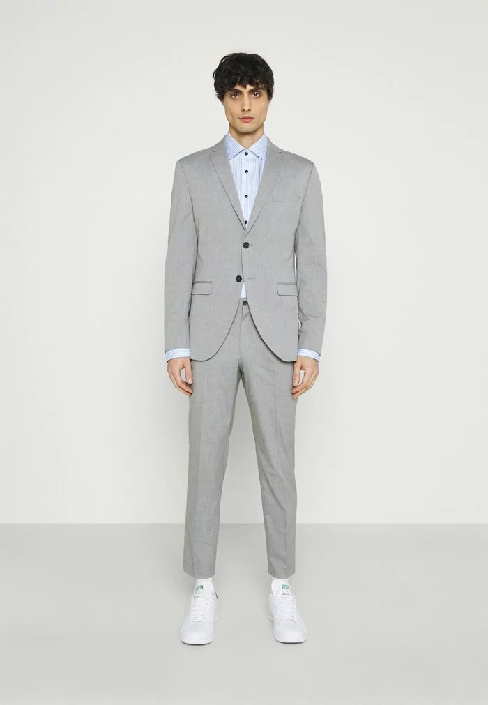 Selected Homme SLHSLIM MYLOLOGAN CROP SUIT - Costume - Light Grey Melange 1 Selected Homme SLHSLIM MYLOLOGAN CROP SUIT - Costume - Light Grey Melange