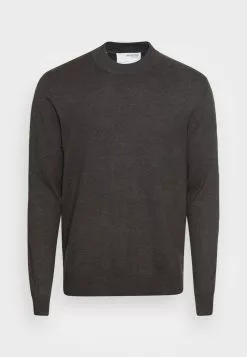 Selected Homme SLHBRADY MOCK NECK - Pullover - Dark Grey Melange -Selected Homme Soldes Boutique f618bb91fee24972874c838b2f6b95d9