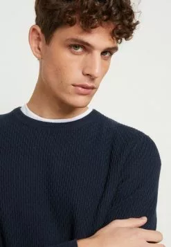 Selected Homme SLHBERG CREW NECK - Pullover - Navy Blazer/melange -Selected Homme Soldes Boutique f708f3de6d97461d804ab29013dd0f8f