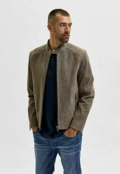Selected Homme ICONIC - Veste En Cuir - Morel