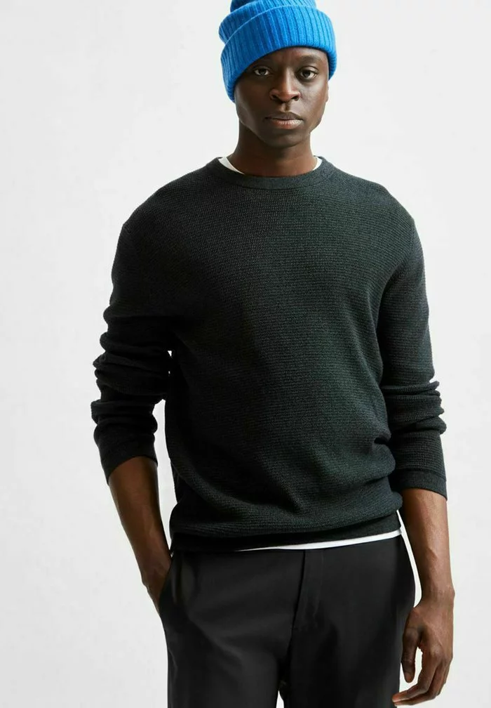 Selected Homme Pullover - Dark Green Mottled Green 4 Selected Homme Pullover - Dark Green Mottled Green – Image 4