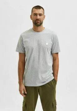 Selected Homme BESTICKTER - T-shirt Basique - Grey Melange