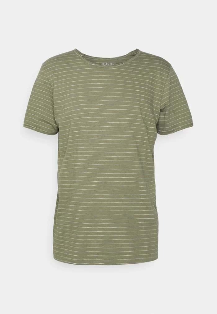 Selected Homme SLHMORGAN STRIPE O NECK TEE - T-shirt Basique - Deep Lichen Green/egret 4 Selected Homme SLHMORGAN STRIPE O NECK TEE - T-shirt Basique - Deep Lichen Green/egret – Image 4